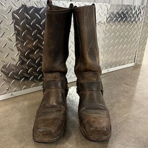 Frye Harness Boots Brown Leather Distressed [Women’s 8.5]